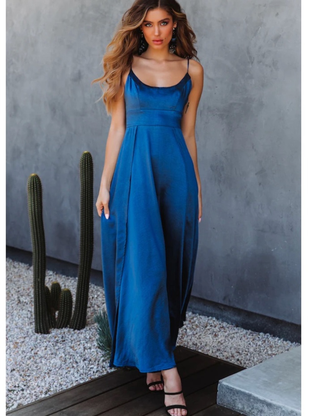 NWT Hello Molly Blue Satin Maxi Dress